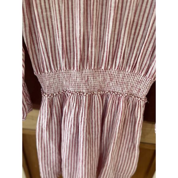 RAILS Jasmine Mini Dress Red White Rhone Stripe V Neck Linen Blend XL - Picture 8 of 15
